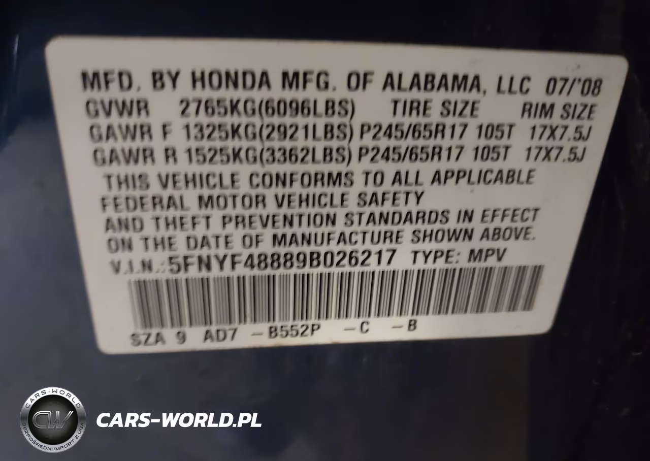2009 Honda Pilot Touring VIN:5FNYF48889B026217 - 9