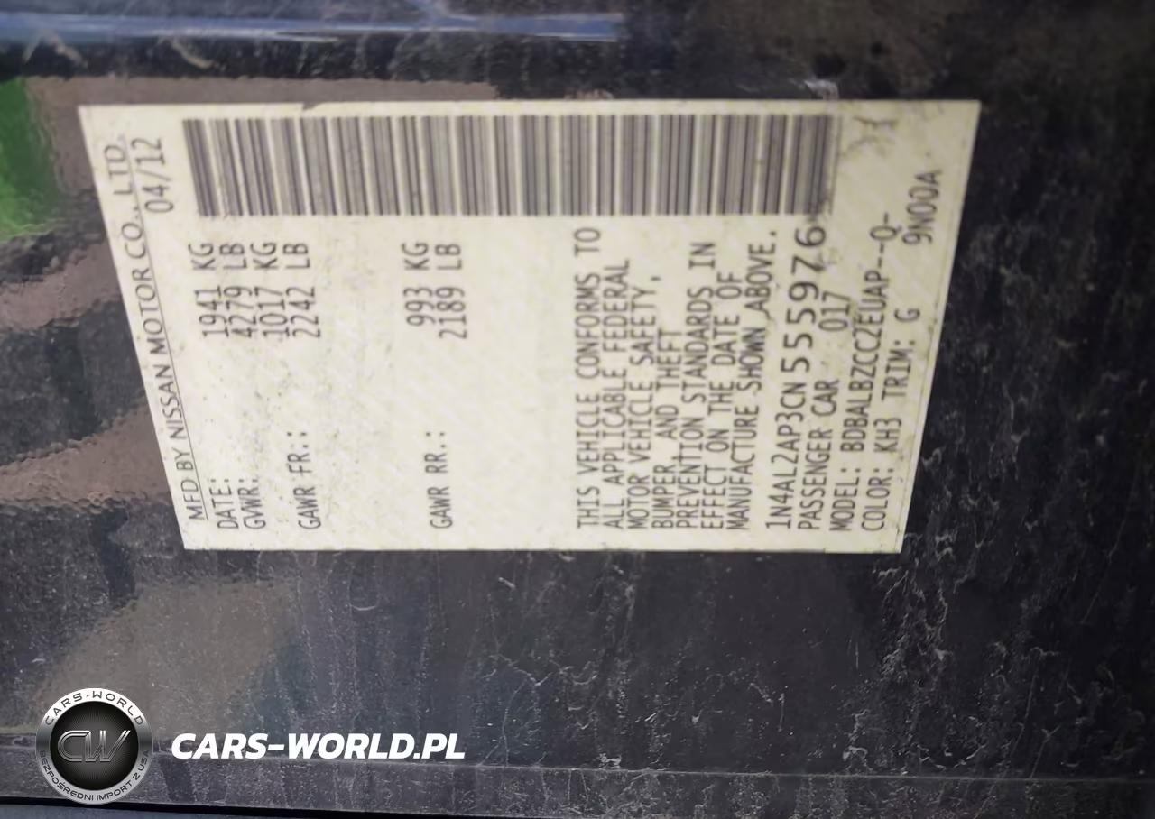 2012 Nissan Altima 2.5 S VIN:1N4AL2AP3CN555976 - 9