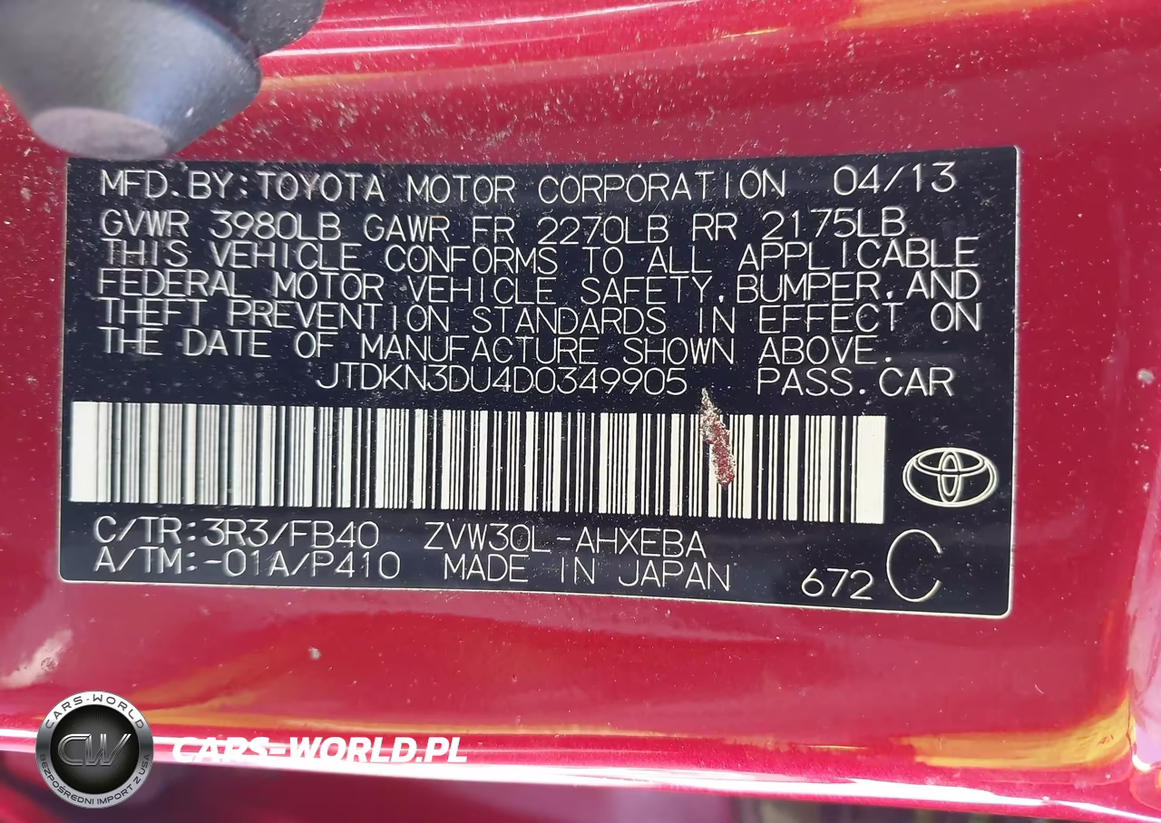 2013 Toyota Prius Three VIN:JTDKN3DU4D0349905 - 9
