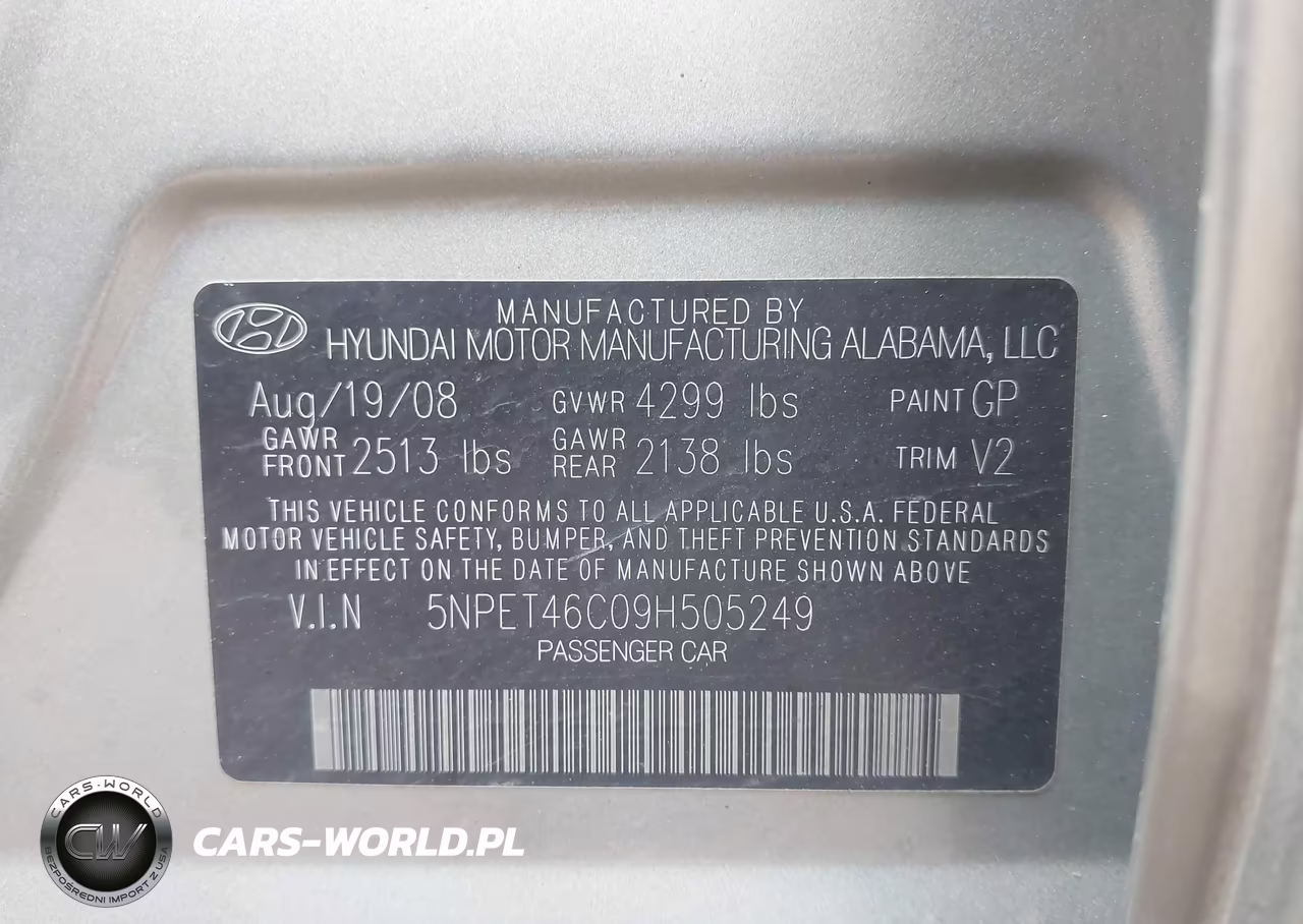 2009 Hyundai Sonata Gls VIN:5NPET46C09H505249 - 9