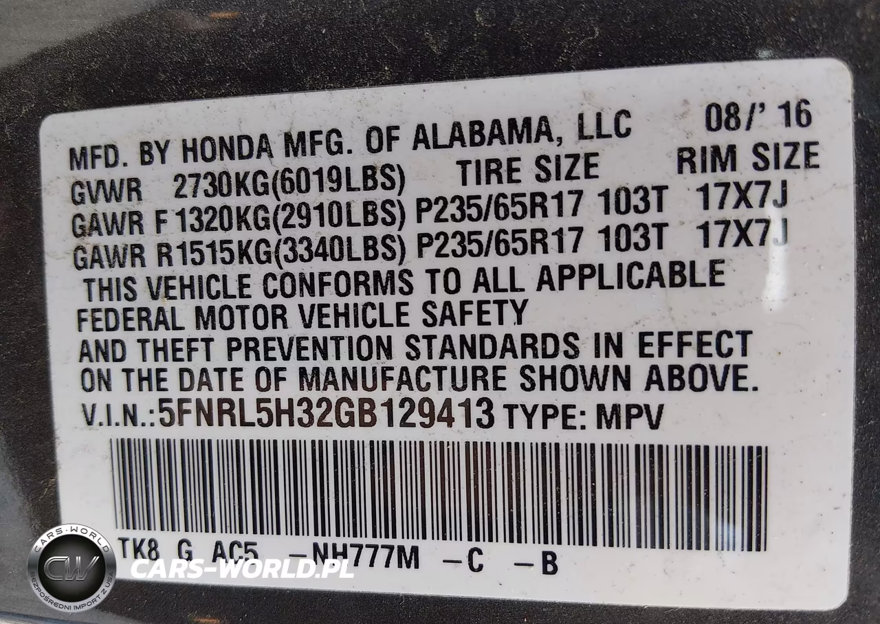 2016 Honda Odyssey Se VIN:5FNRL5H32GB129413 - 9