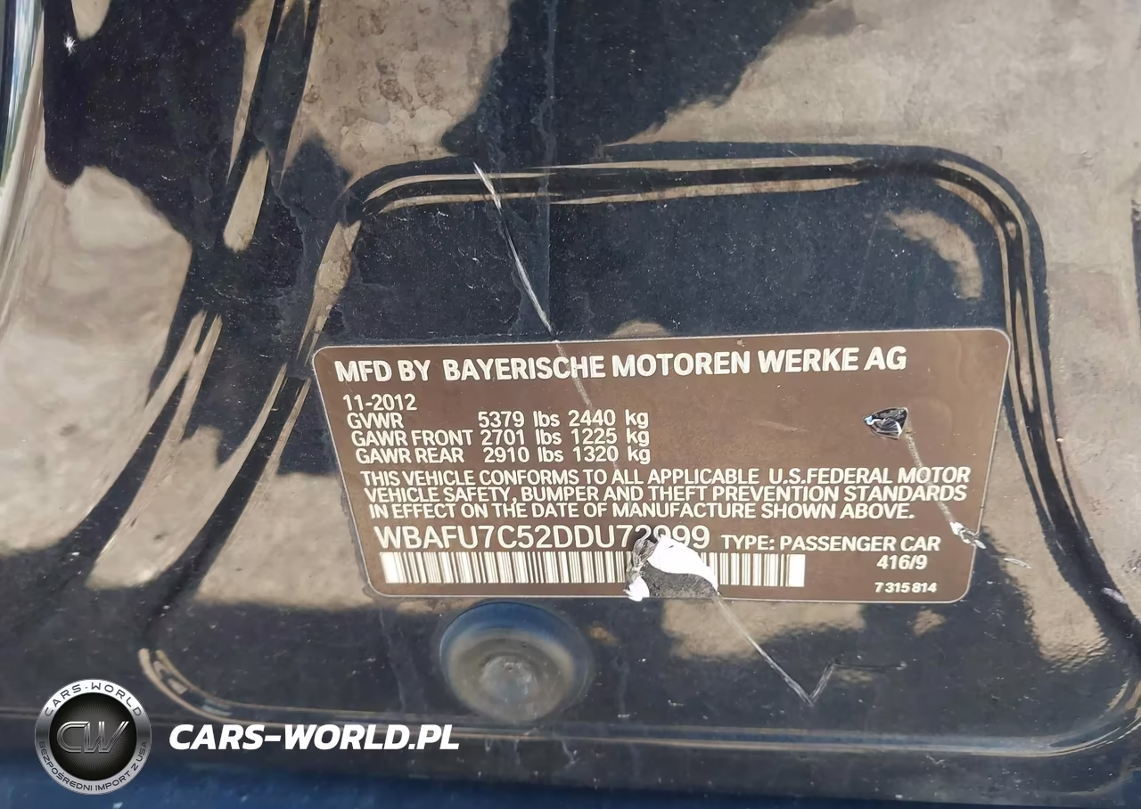 2013 BMW 535I xDrive VIN:WBAFU7C52DDU72999 - 9