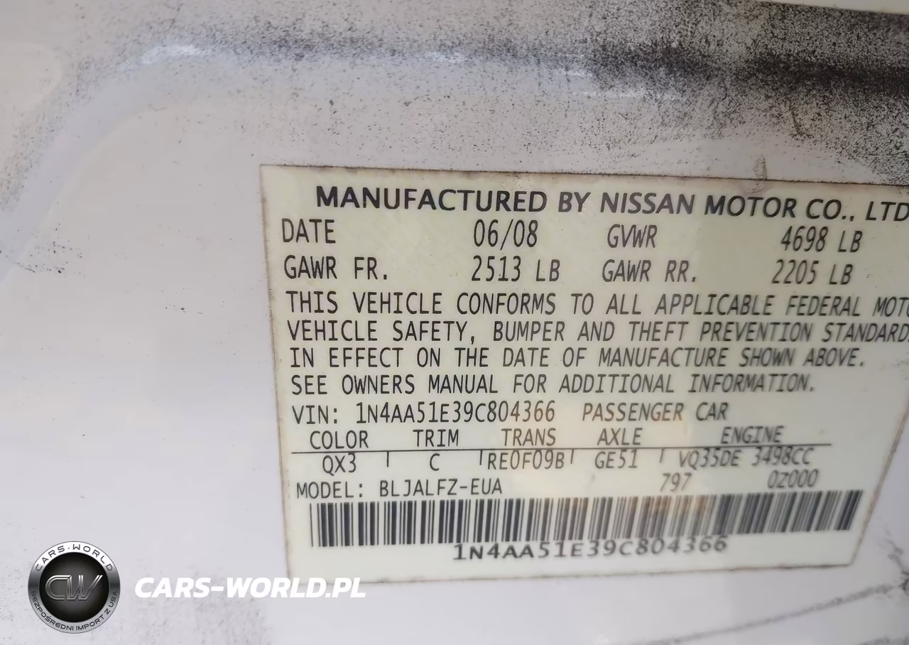 2009 Nissan Maxima 3.5 Sv VIN:1N4AA51E39C804366 - 9
