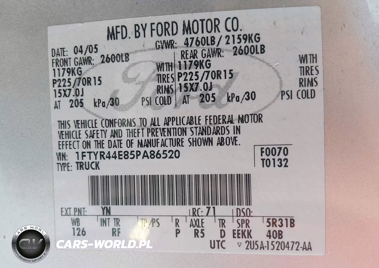 2005 Ford Ranger Edge-Stx-Xlt VIN:1FTYR44E85PA86520 - 9