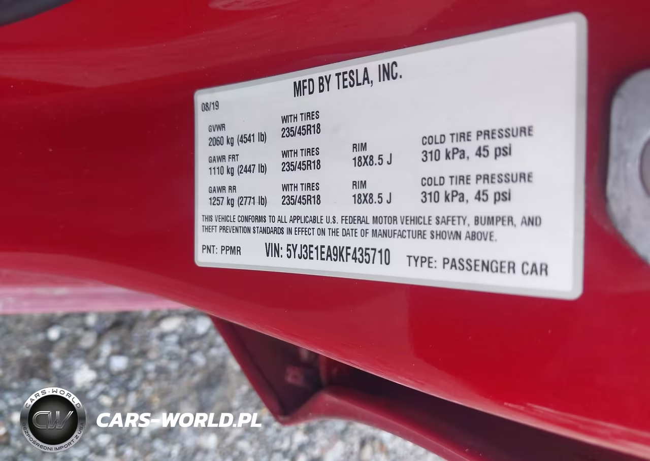 2019 Tesla Model 3 Long Range-Mid Range-Standard Range-Standard Range Plus VIN:5YJ3E1EA9KF435710 - 9