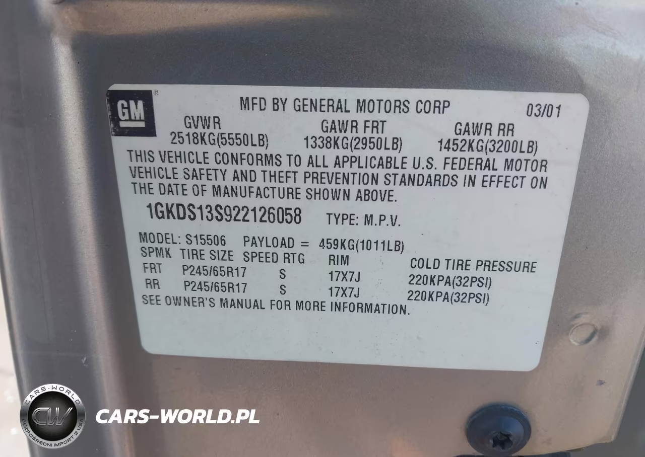 2002 GMC Envoy Slt VIN:1GKDS13S922126058 - 9