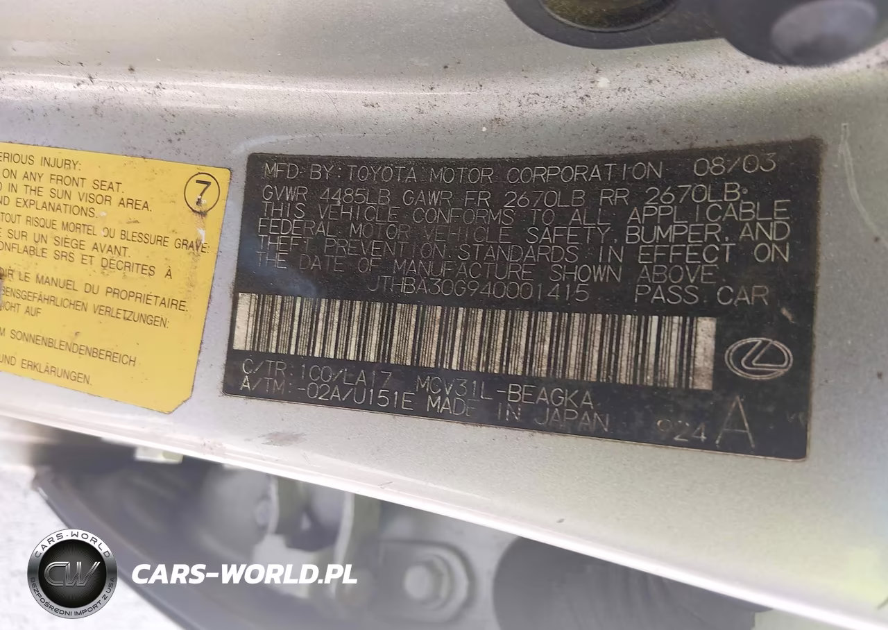 2004 Lexus Es 330 VIN:JTHBA30G940001415 - 9