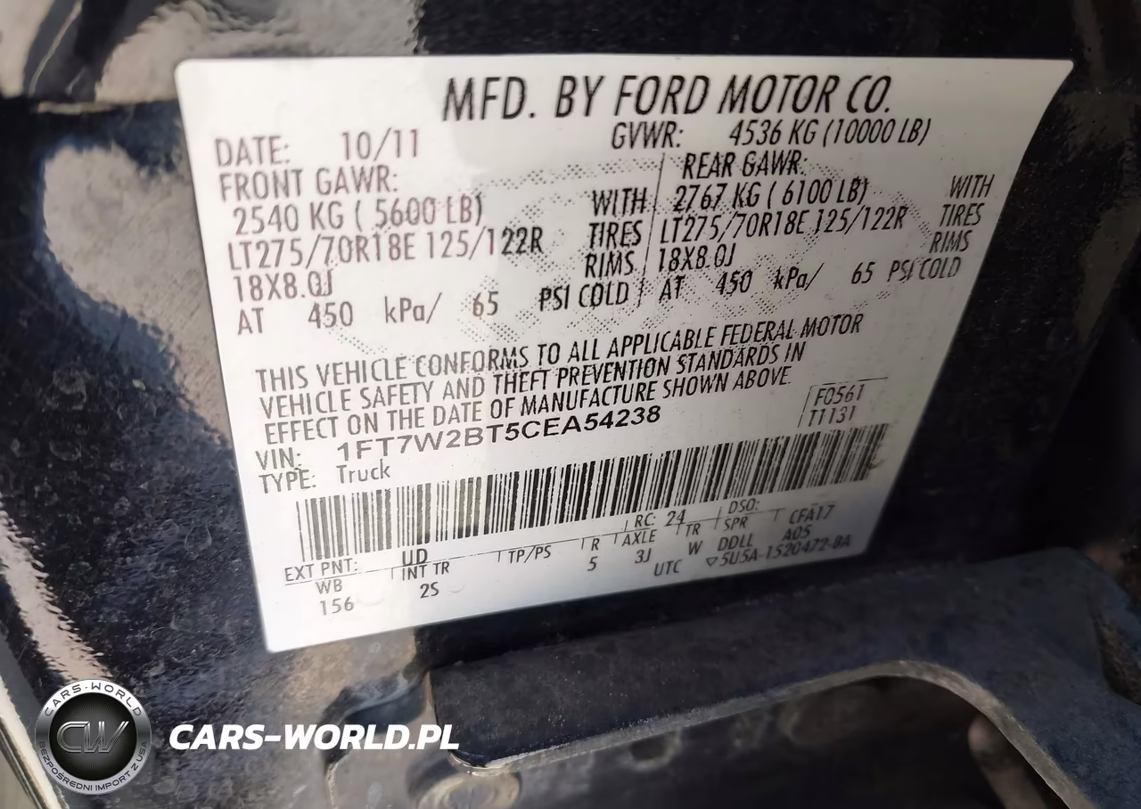 2012 Ford F-250 Xlt VIN:1FT7W2BT5CEA54238 - 9