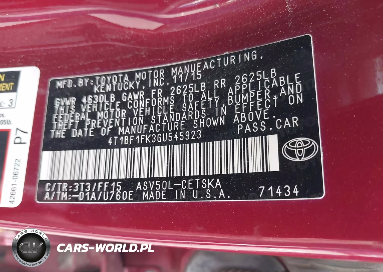 2016 Toyota Camry Se VIN:4T1BF1FK3GU545923 - 9