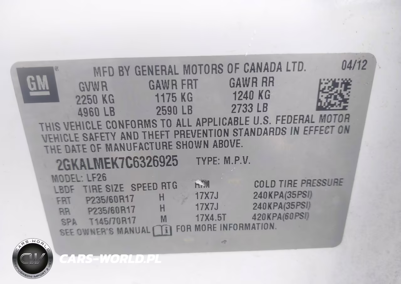 2012 GMC Terrain Sle-1 VIN:2GKALMEK7C6326925 - 9