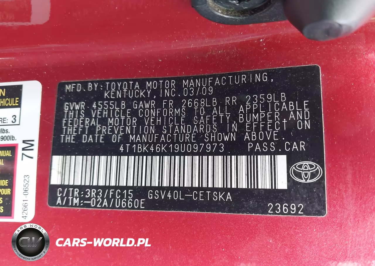 2009 Toyota Camry Se V6 VIN:4T1BK46K19U097973 - 9