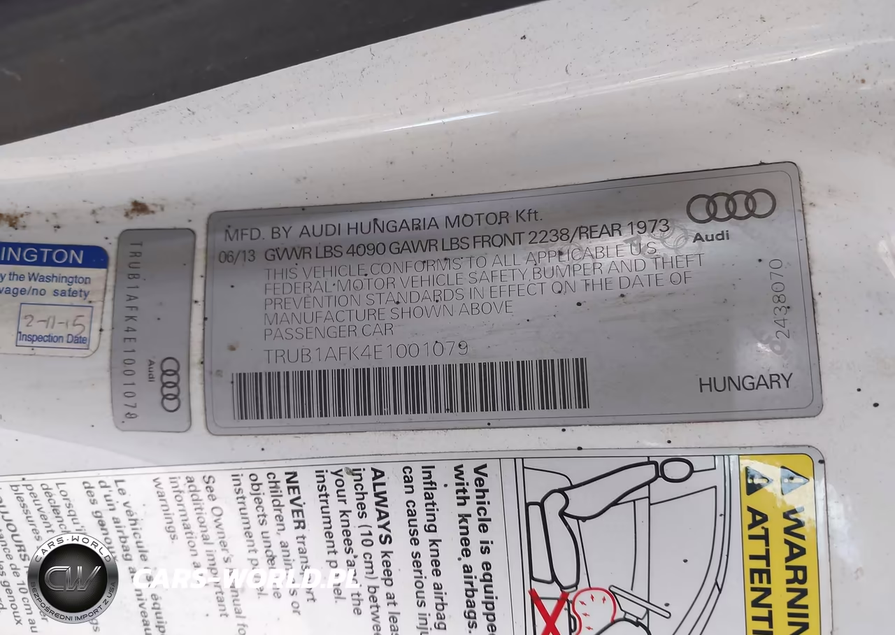 2014 Audi Tts 2.0T VIN:TRUB1AFK4E1001079 - 9