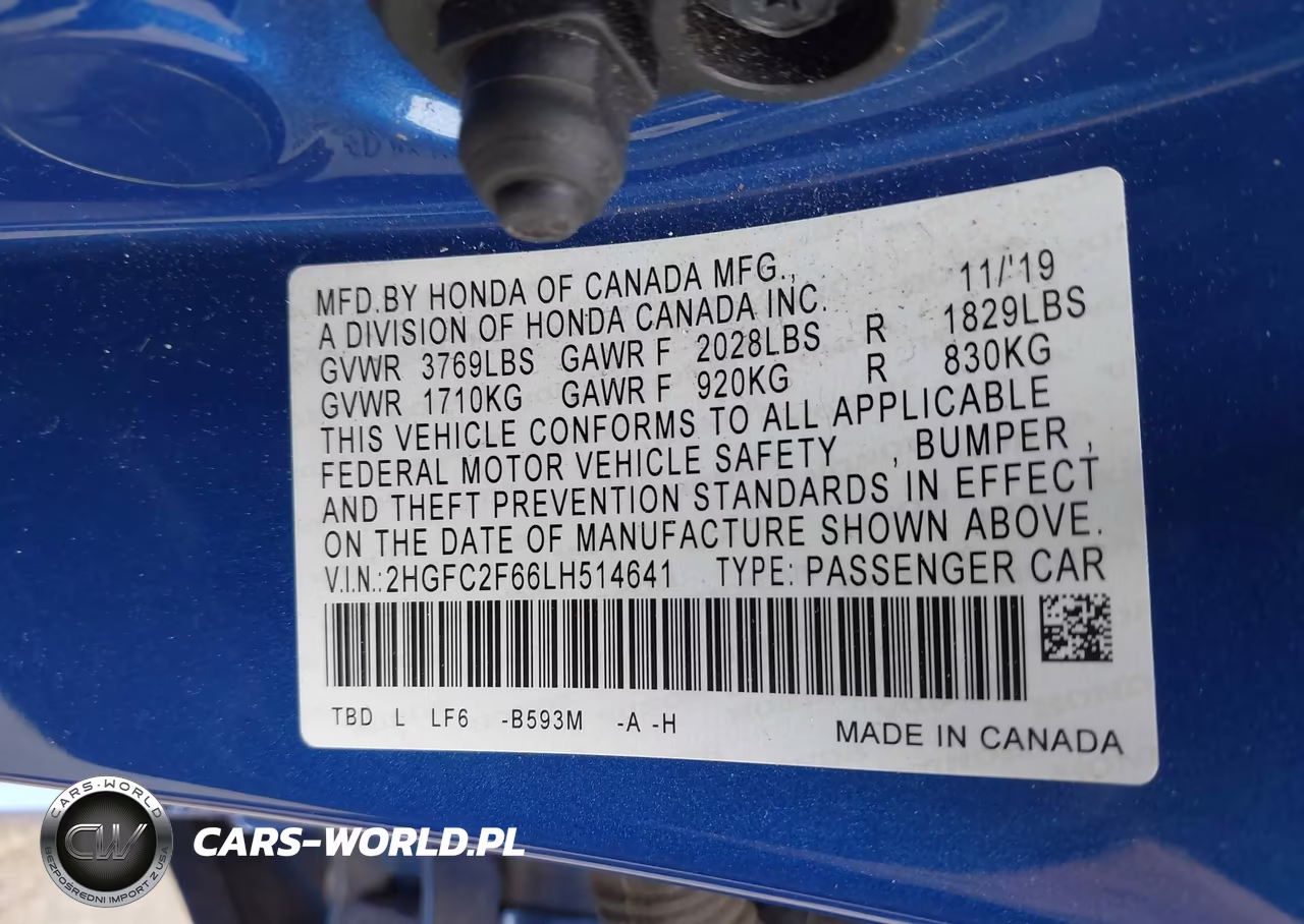 2020 Honda Civic Lx VIN:2HGFC2F66LH514641 - 9