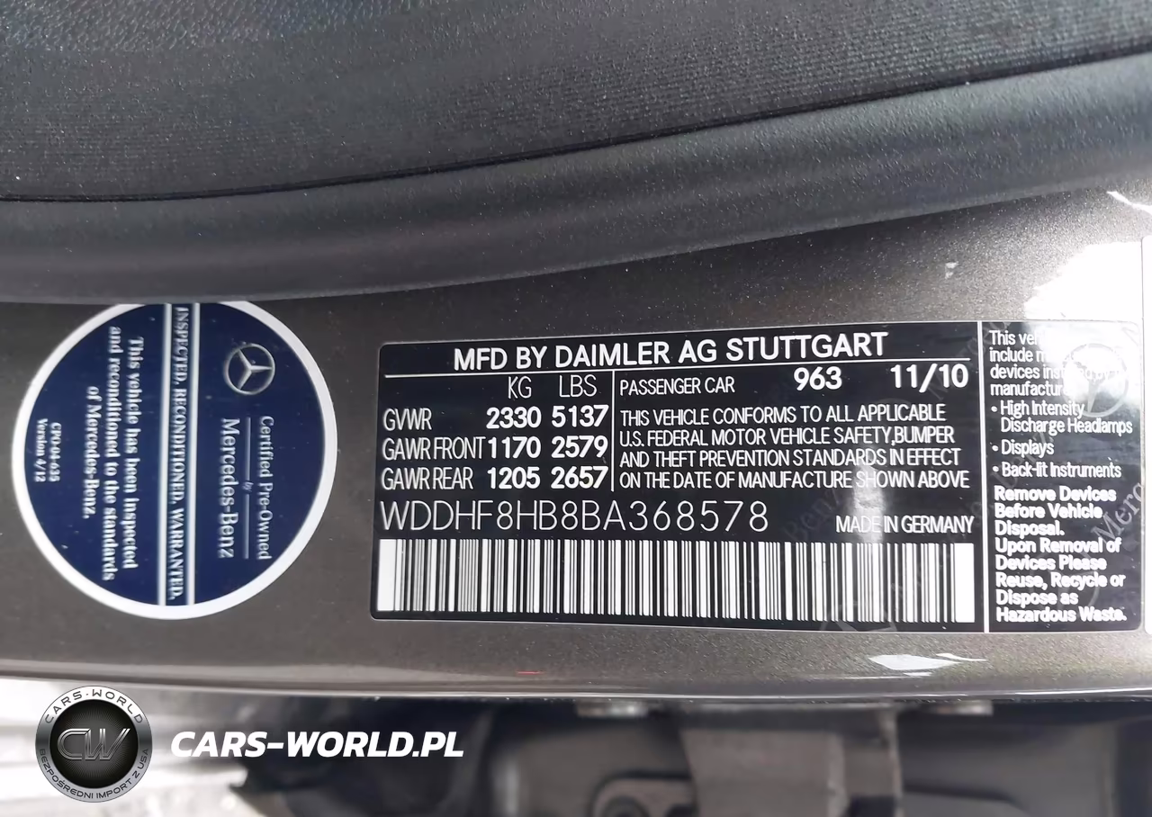 2011 Mercedes-Benz E 350 4Matic VIN:WDDHF8HB8BA368578 - 9