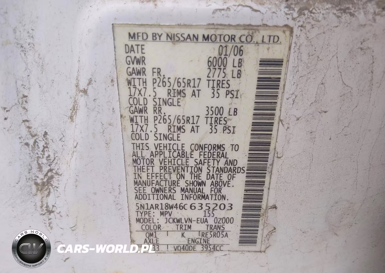 2006 Nissan Pathfinder Le VIN:5N1AR18W46C635203 - 9