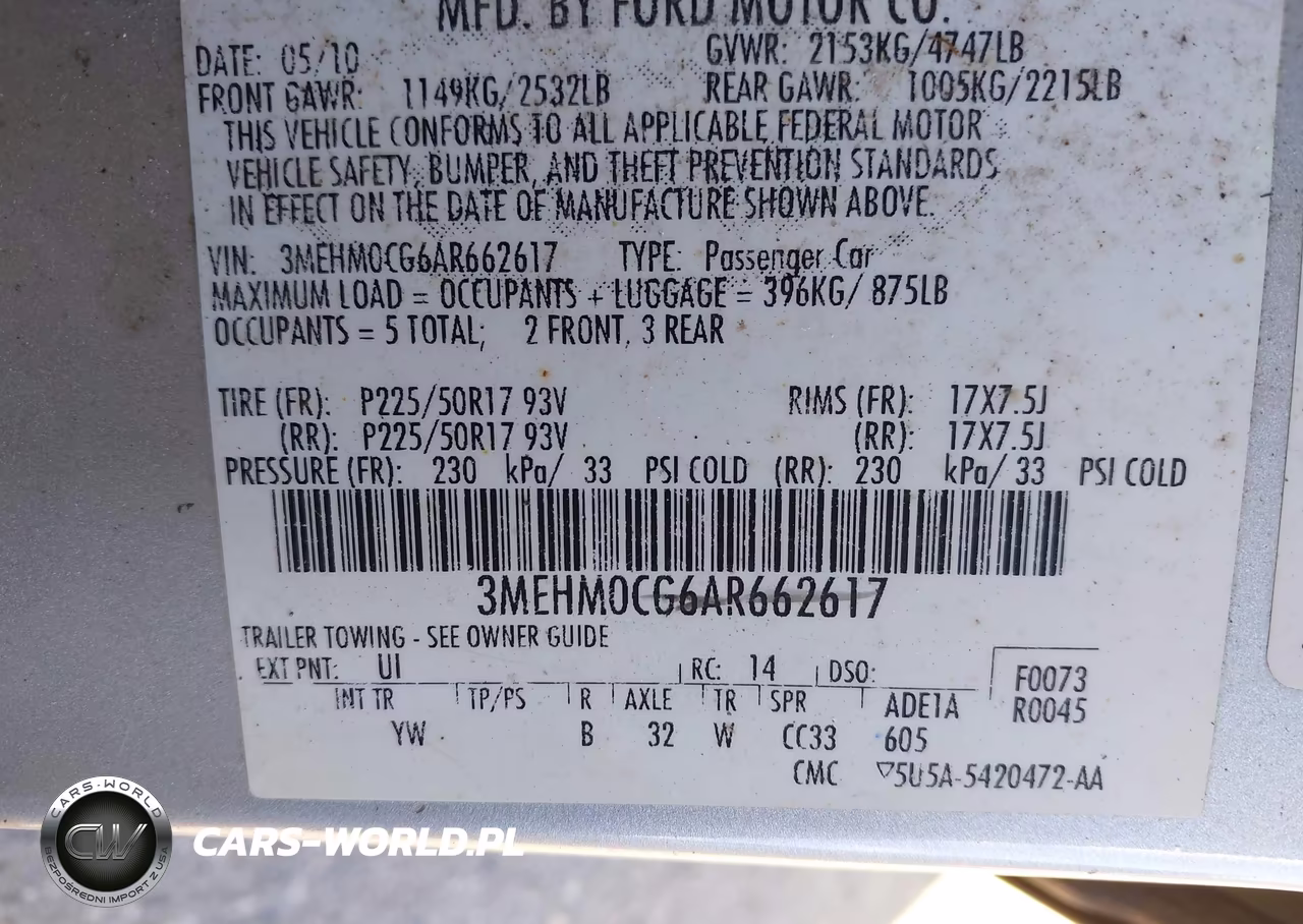 2010 Mercury Milan Premier VIN:3MEHM0CG6AR662617 - 9