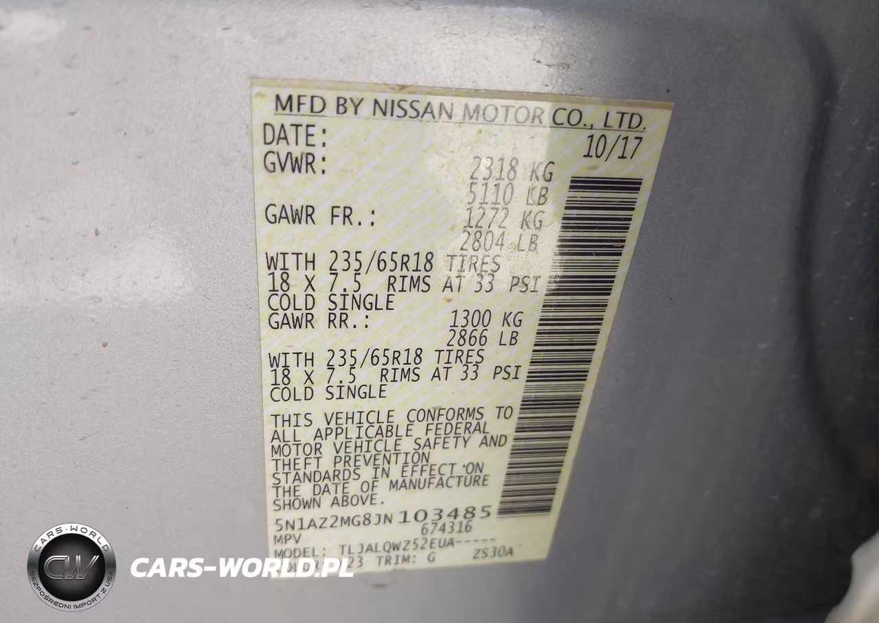2018 Nissan Murano Sv VIN:5N1AZ2MG8JN103485 - 9