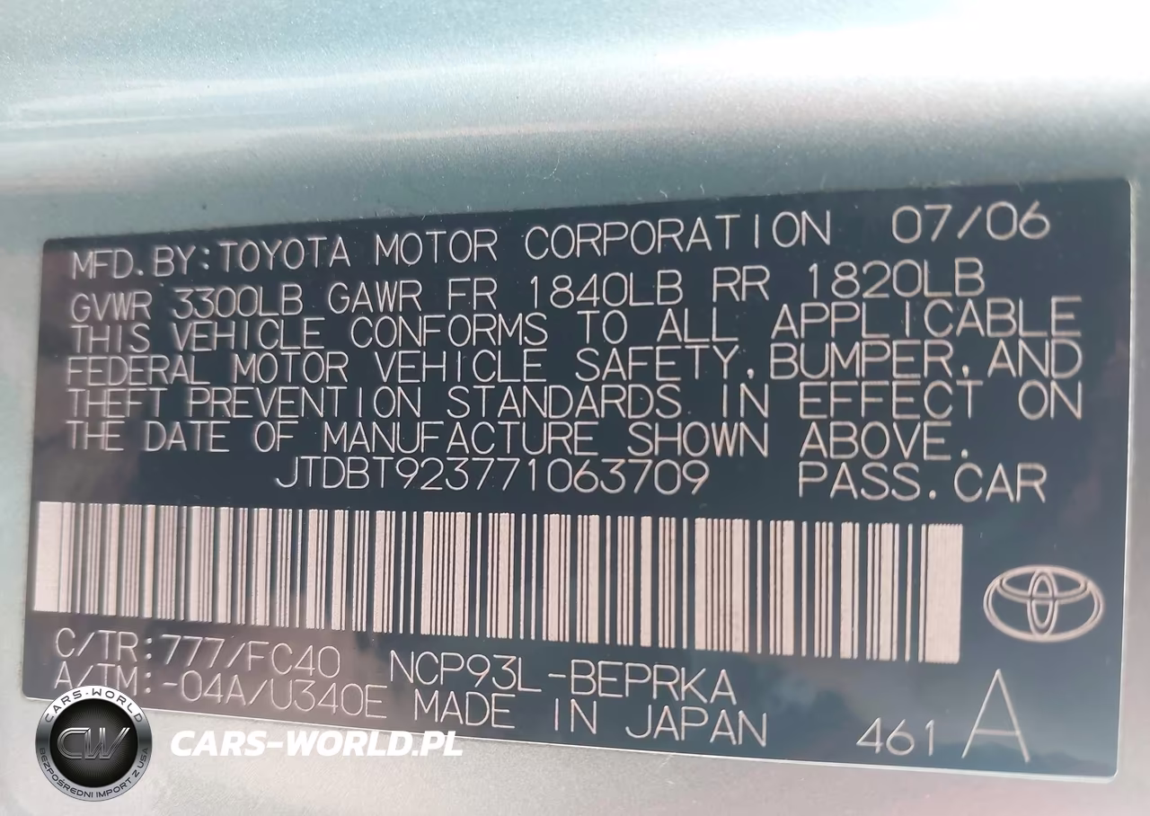 2007 Toyota Yaris VIN:JTDBT923771063709 - 9