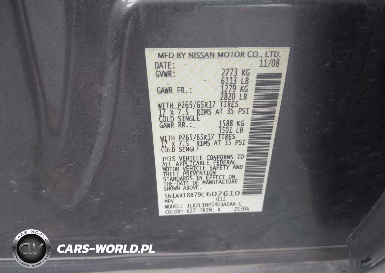 2009 Nissan Pathfinder Se VIN:5N1AR18B79C607610 - 9