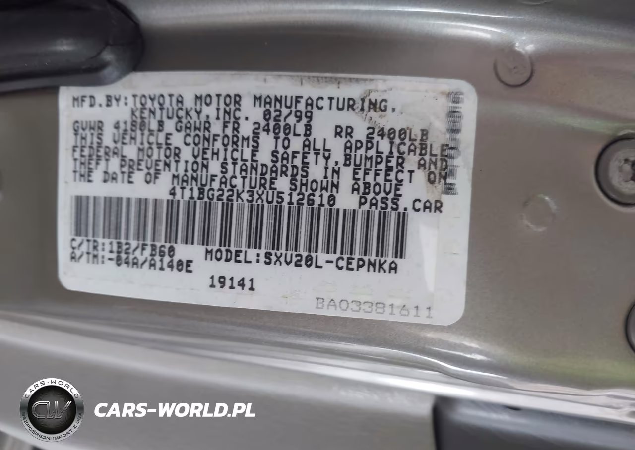 1999 Toyota Camry Le VIN:4T1BG22K3XU512610 - 9