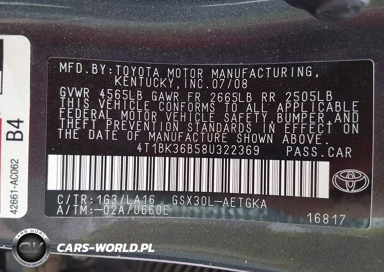 2008 Toyota Avalon Xls VIN:4T1BK36B58U322369 - 9