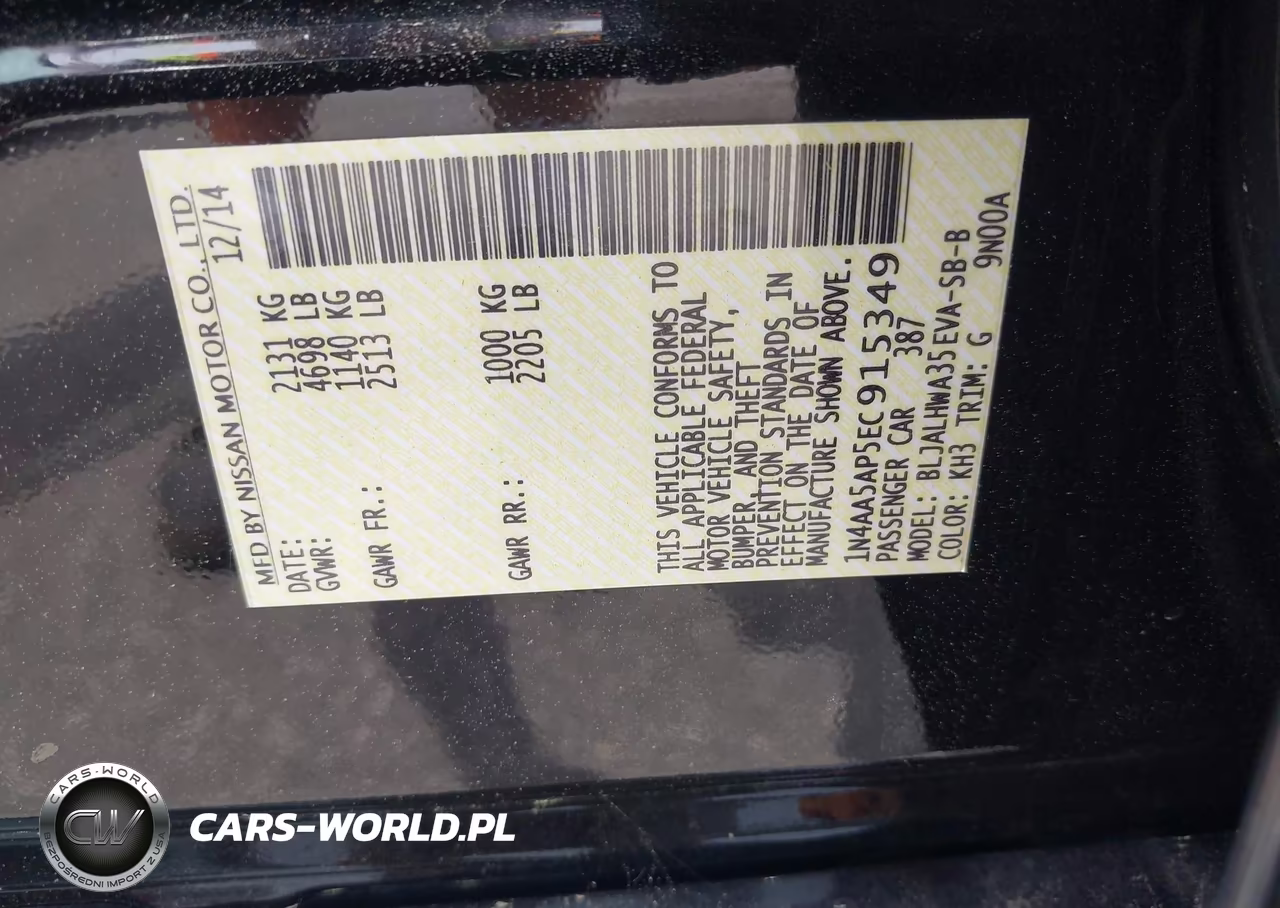 2014 Nissan Maxima 3.5 Sv VIN:1N4AA5AP5EC915349 - 9