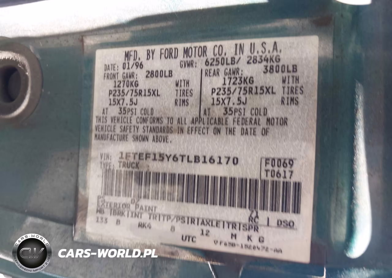 1996 Ford F150 VIN:1FTEF15Y6TLB16170 - 9