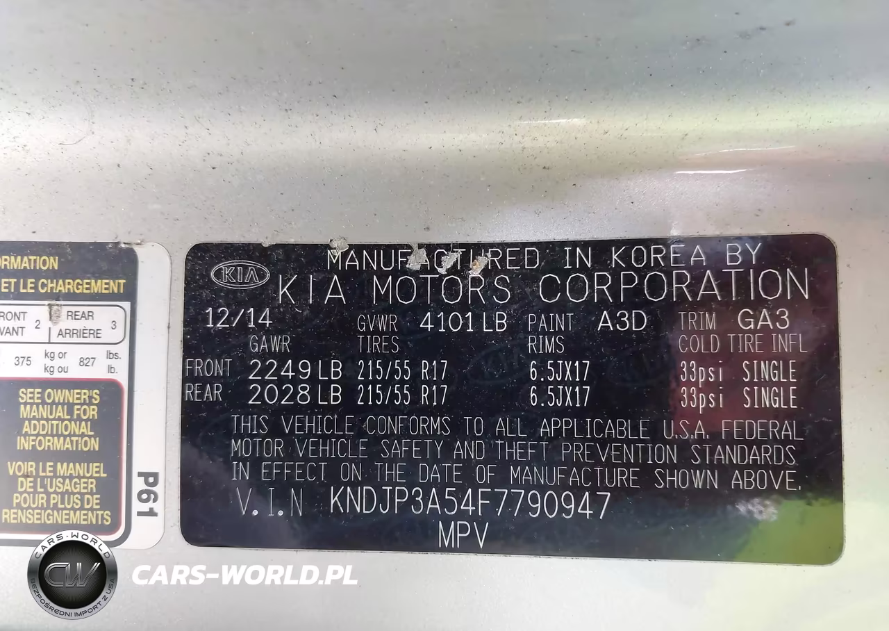 2015 Kia Soul + VIN:KNDJP3A54F7790947 - 9