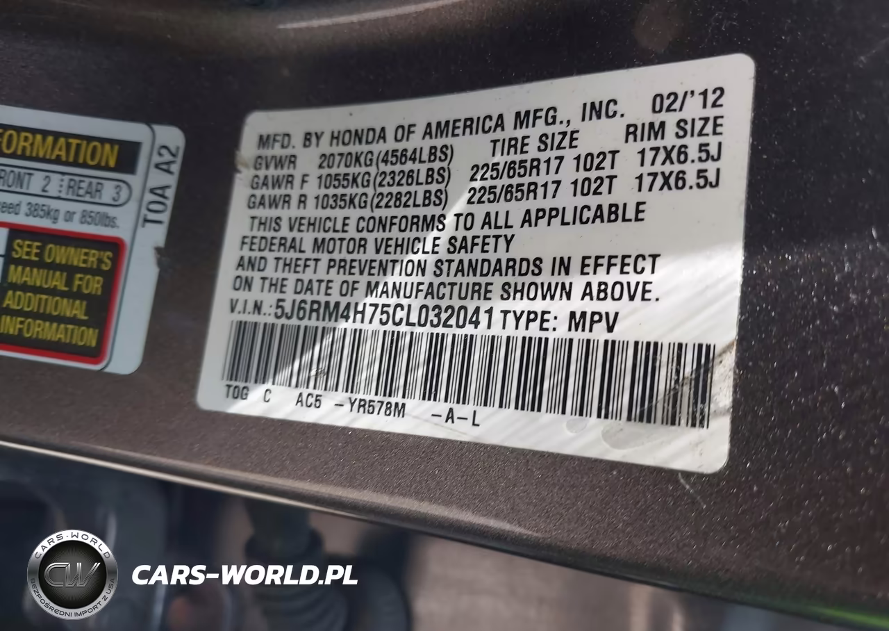 2012 Honda Cr-V Ex-L VIN:5J6RM4H75CL032041 - 9