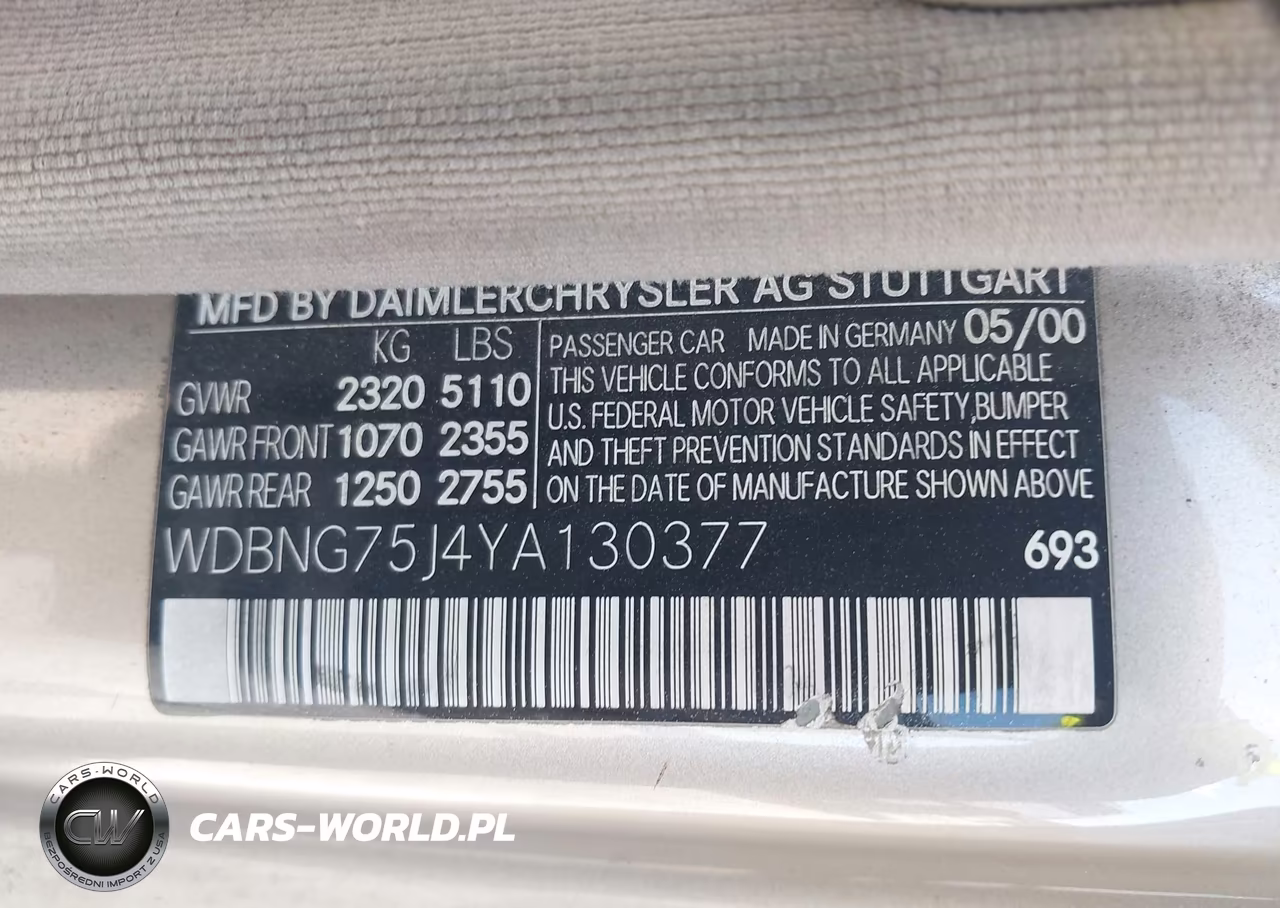 2000 Mercedes-Benz S 500 VIN:WDBNG75J4YA130377 - 9