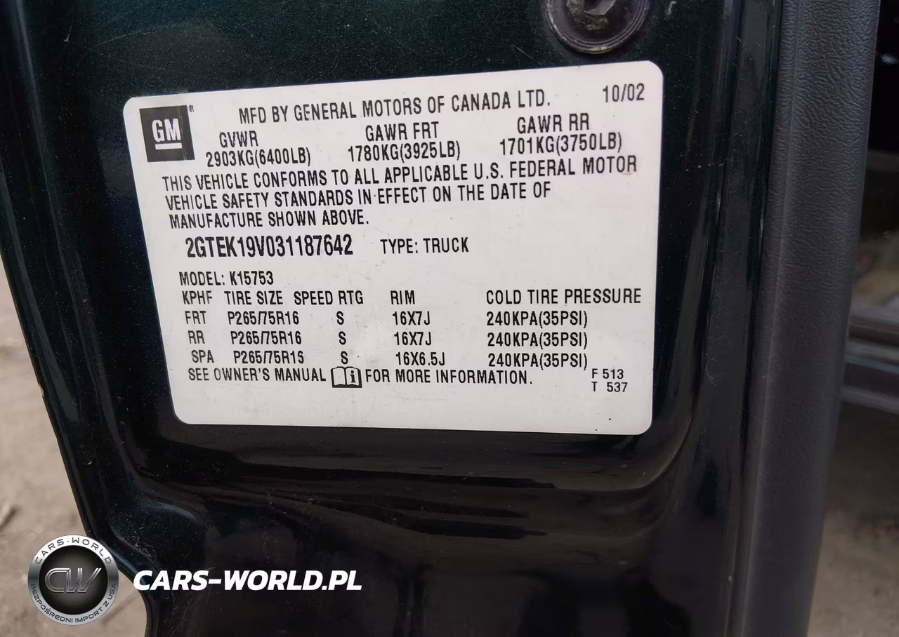 2003 GMC Sierra 1500 Sle VIN:2GTEK19V031187642 - 9