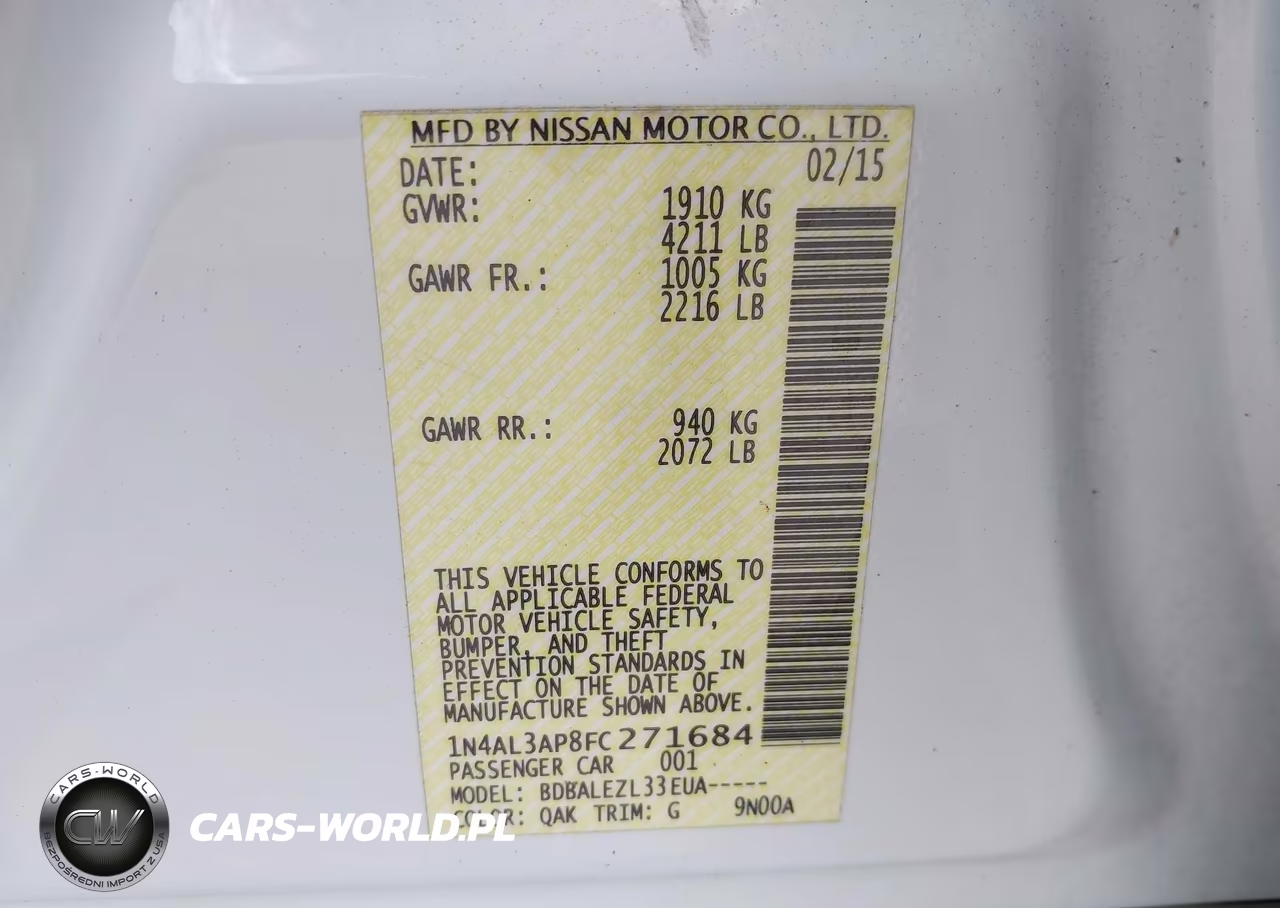 2015 Nissan Altima 2.5-2.5 S-2.5 Sl-2.5 Sv VIN:1N4AL3AP8FC271684 - 9
