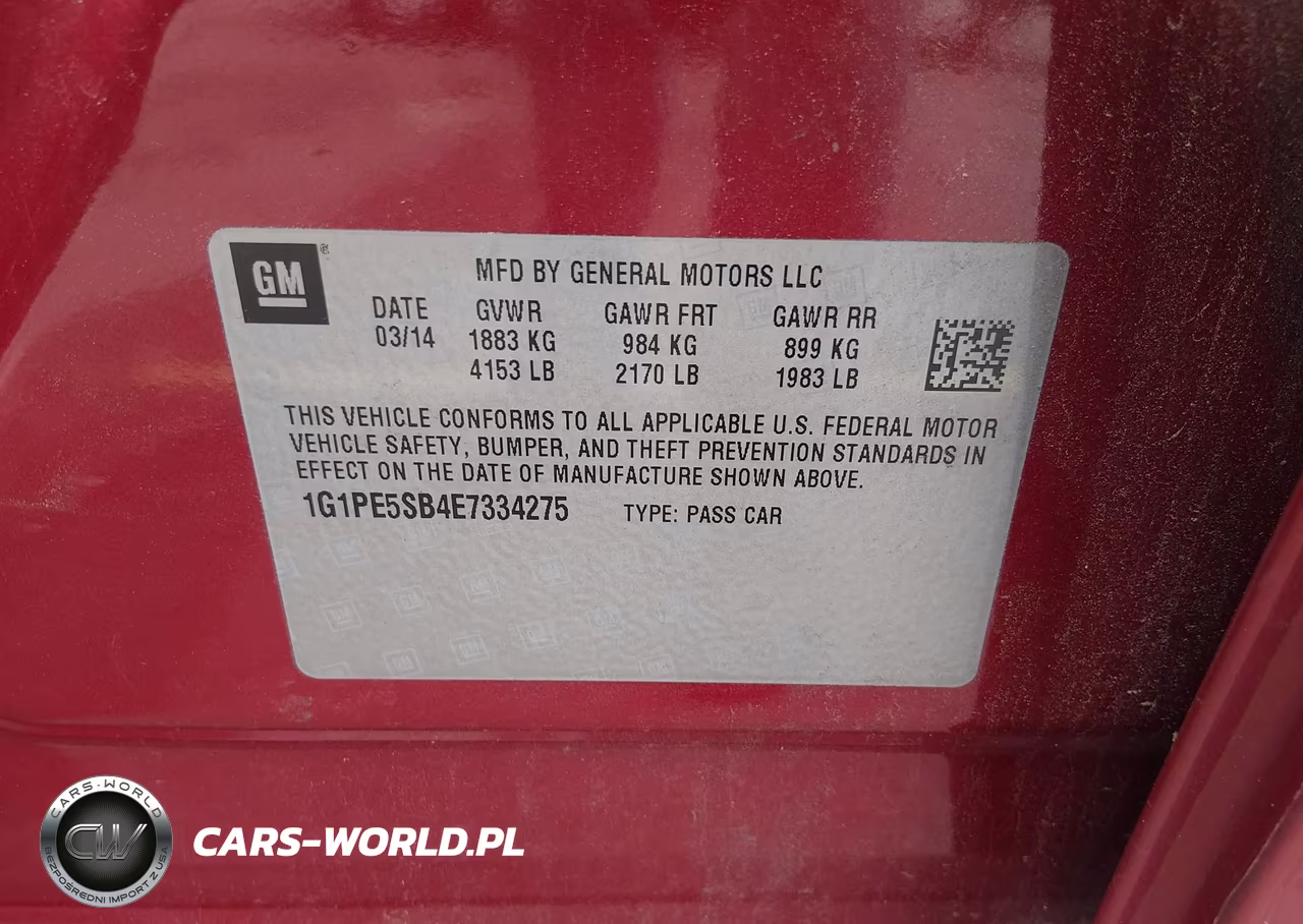 2014 Chevrolet Cruze 2Lt Auto VIN:1G1PE5SB4E7334275 - 9