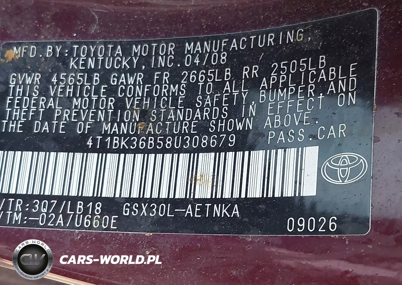 2008 Toyota Avalon Touring VIN:4T1BK36B58U308679 - 9