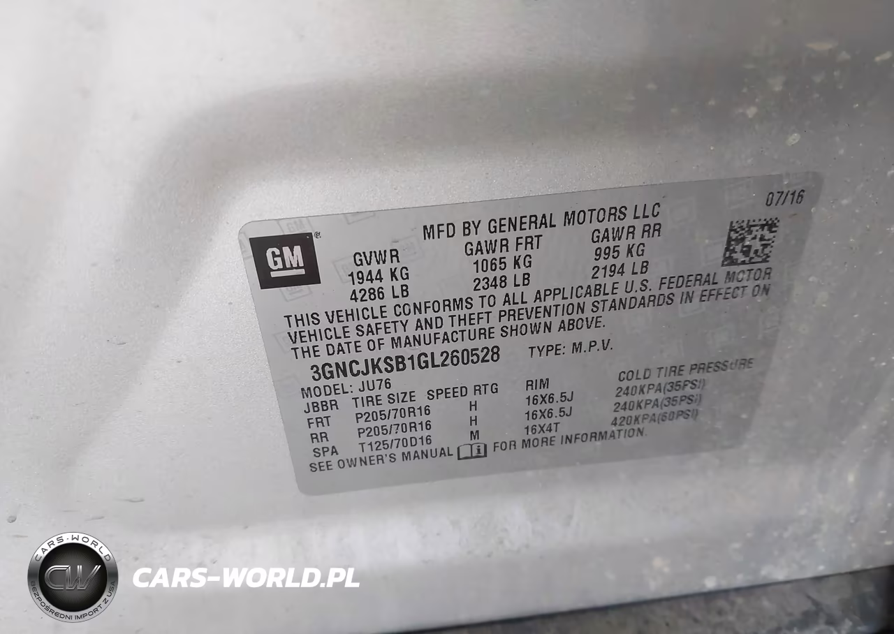 2016 Chevrolet Trax Ls VIN:3GNCJKSB1GL260528 - 9