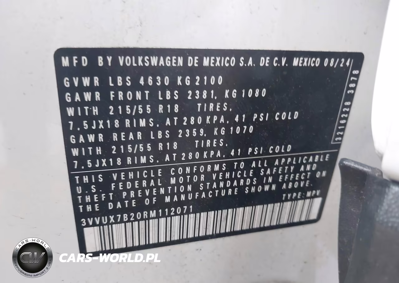 2024 Volkswagen Taos 1.5T Se VIN:3VVUX7B20RM112071 - 9