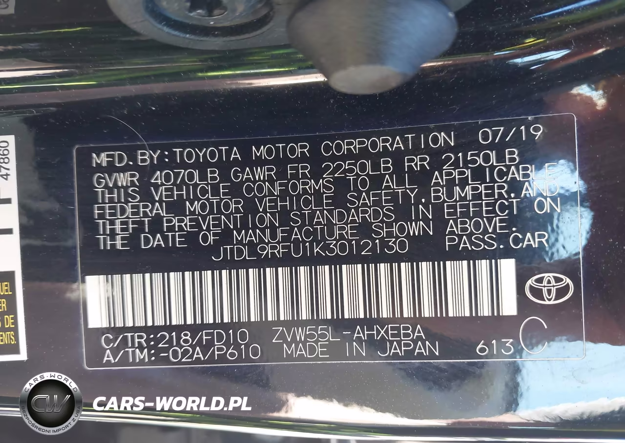 2019 Toyota Prius Le VIN:JTDL9RFU1K3012130 - 9