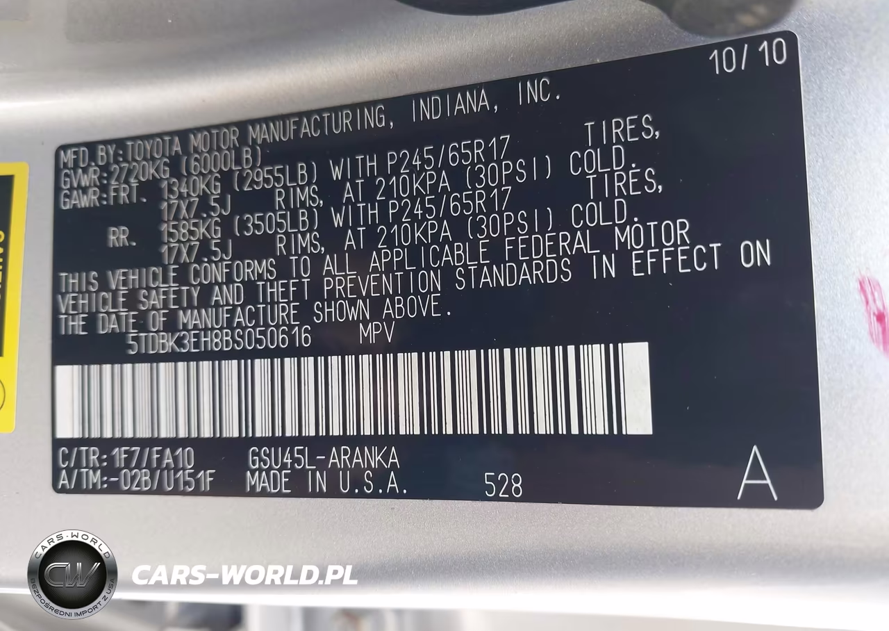 2011 Toyota Highlander Base V6 VIN:5TDBK3EH8BS050616 - 9