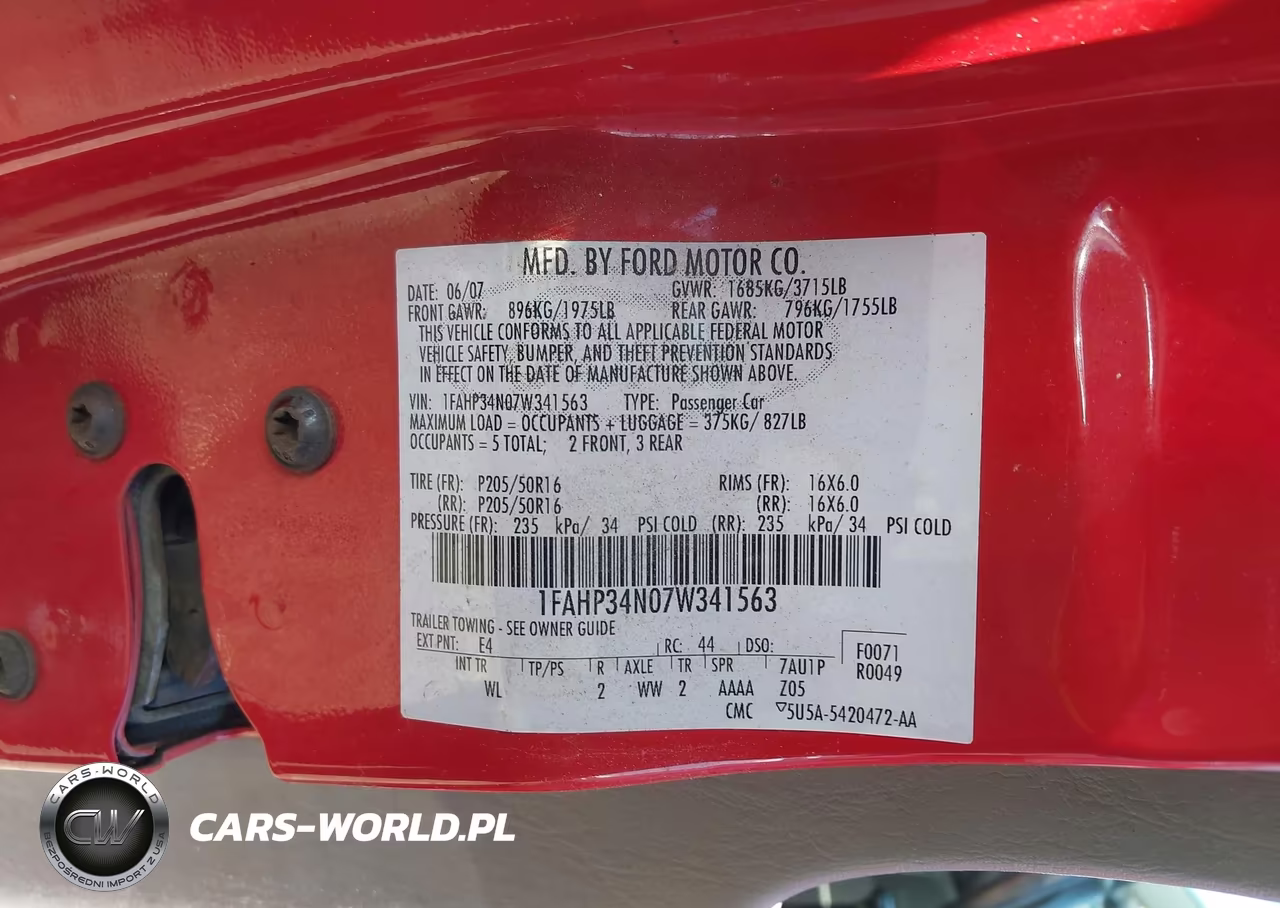 2007 Ford Focus S-Se-Ses VIN:1FAHP34N07W341563 - 9