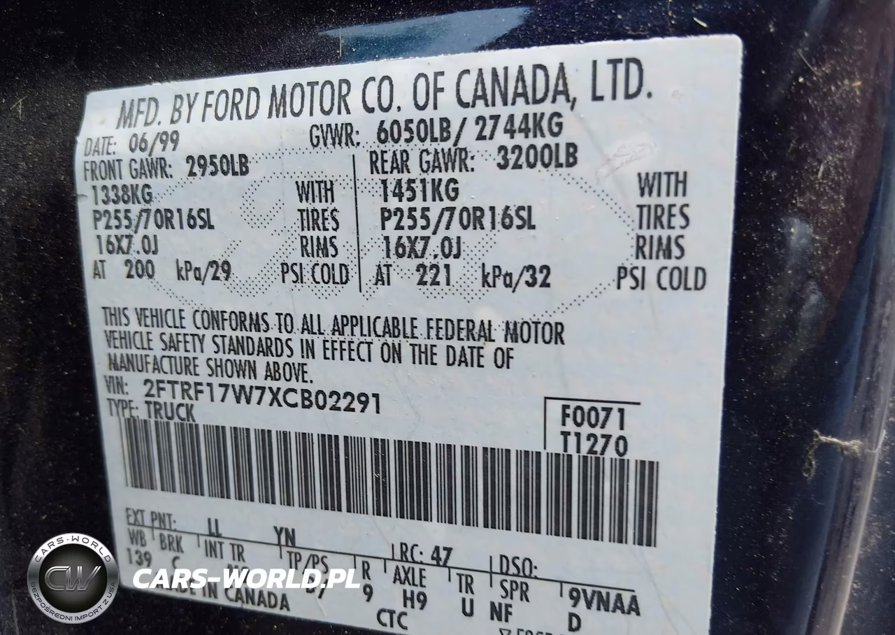 1999 Ford F-150 Lariat-Work Series-Xl-Xlt VIN:2FTRF17W7XCB02291 - 9