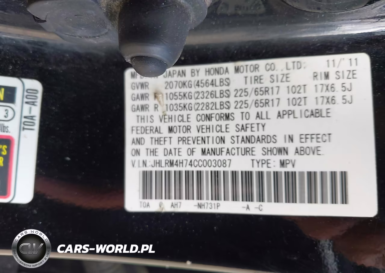 2012 Honda Cr-V Ex-L VIN:JHLRM4H74CC003087 - 9