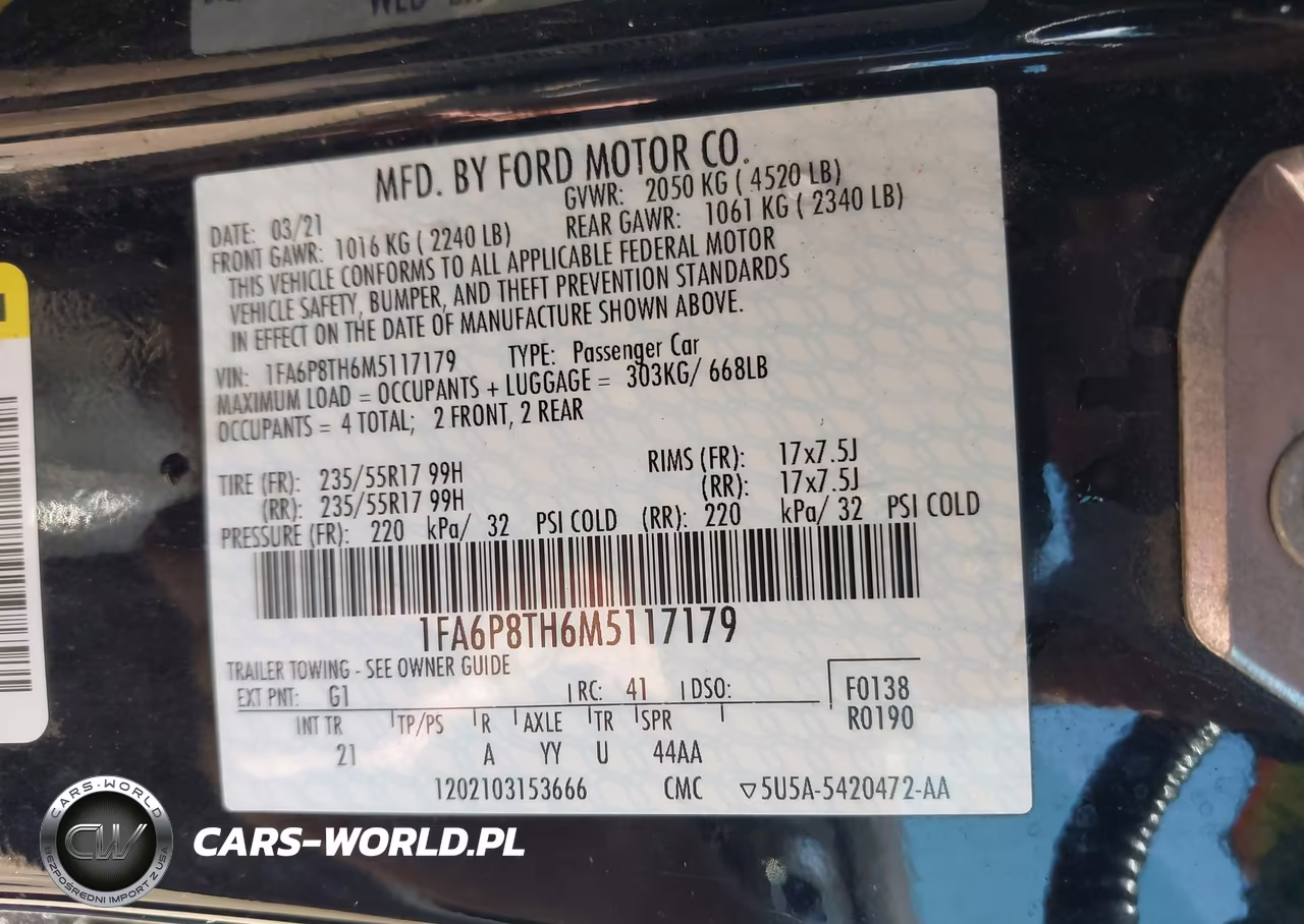2021 Ford Mustang Ecoboost Fastback VIN:1FA6P8TH6M5117179 - 9