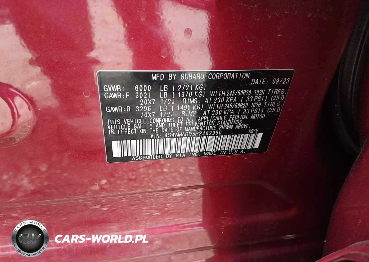 2023 Subaru Ascent Limited 8-Passenger VIN:4S4WMARD5P3462990 - 9