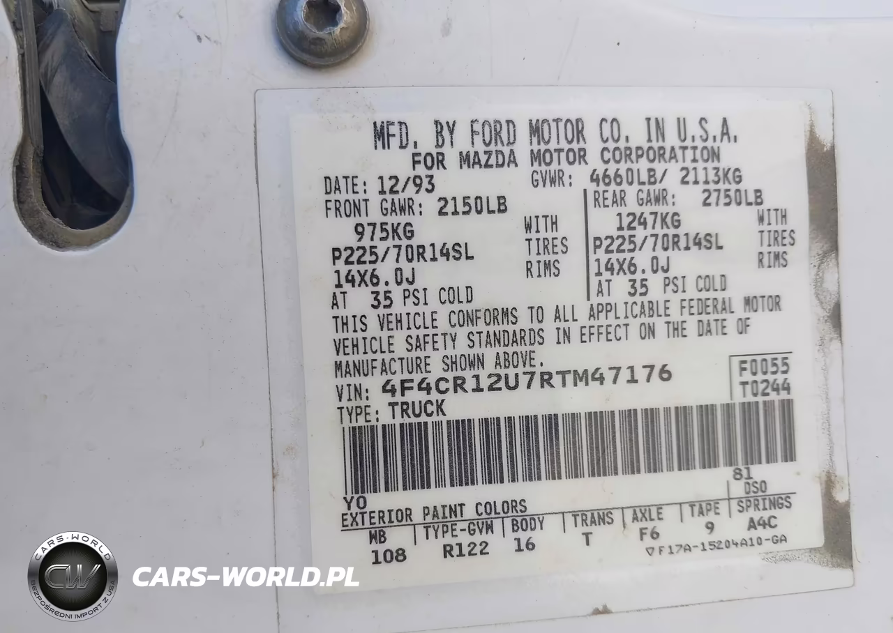 1994 Mazda B3000 VIN:4F4CR12U7RTM47176 - 9