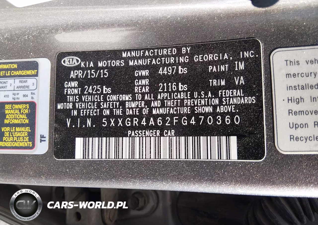 2015 Kia Optima Sx Turbo VIN:5XXGR4A62FG470360 - 9