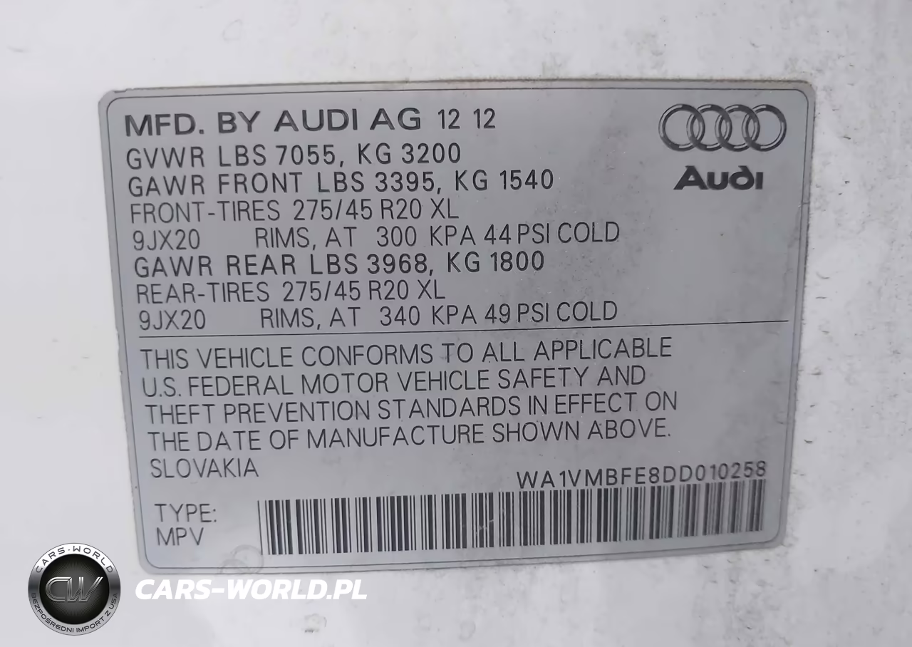 2013 Audi Q7 3.0 Tdi Premium VIN:WA1VMBFE8DD010258 - 9