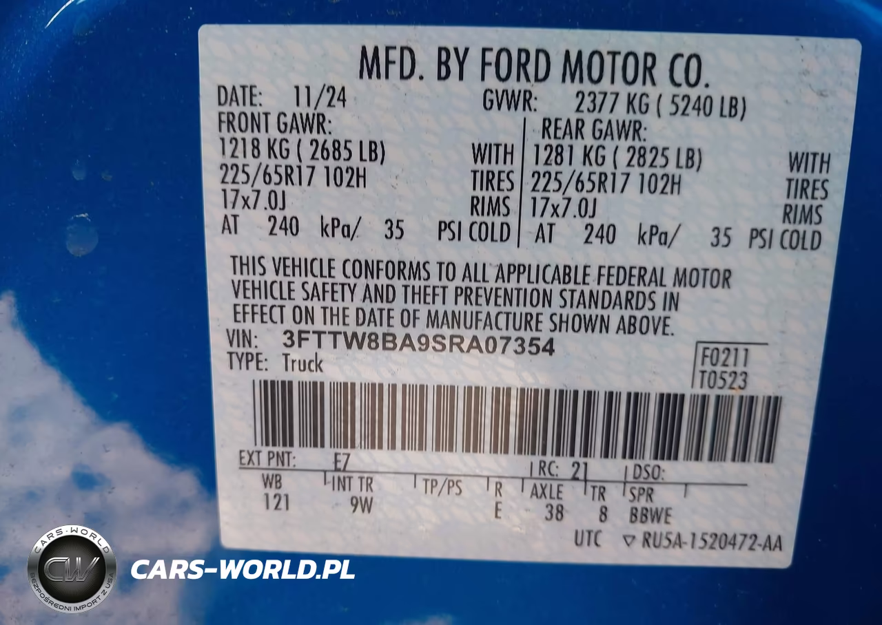 2025 Ford Maverick Xl VIN:3FTTW8BA9SRA07354 - 9