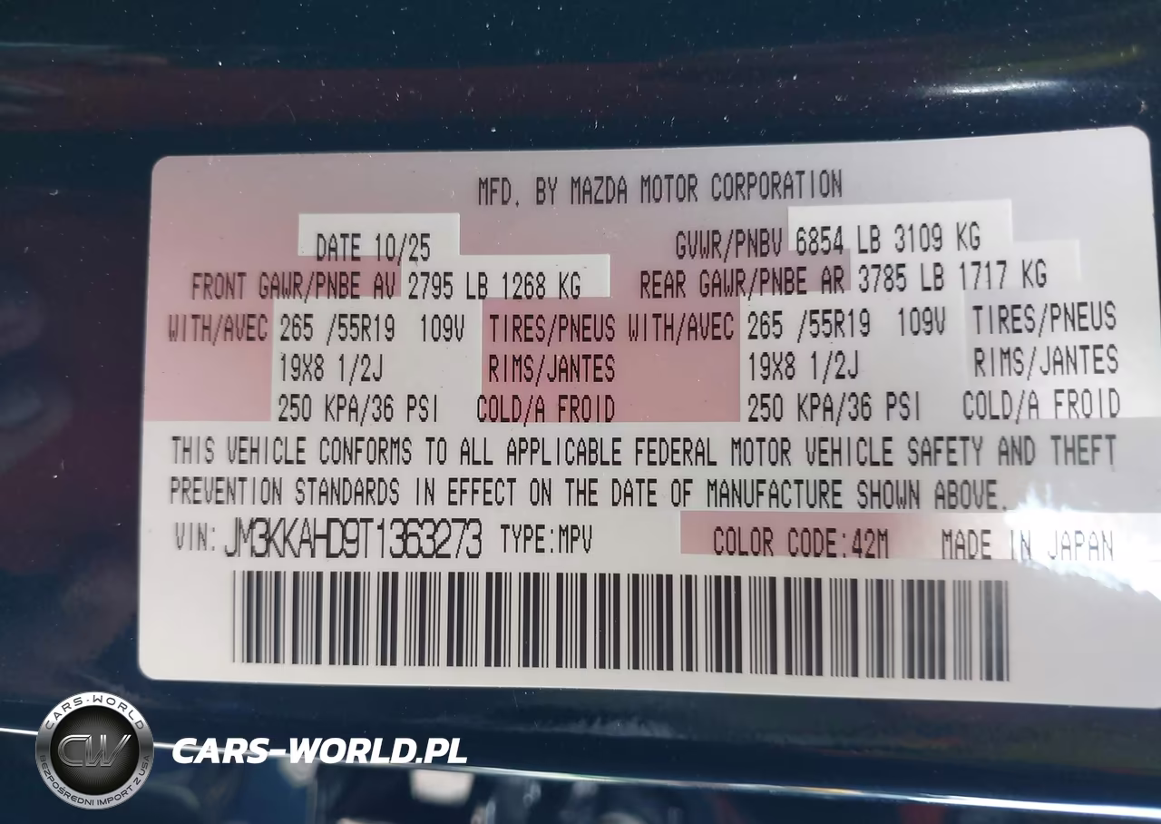 2026 Mazda Cx-90 3.3 Turbo Select VIN:JM3KKAHD9T1363273 - 9