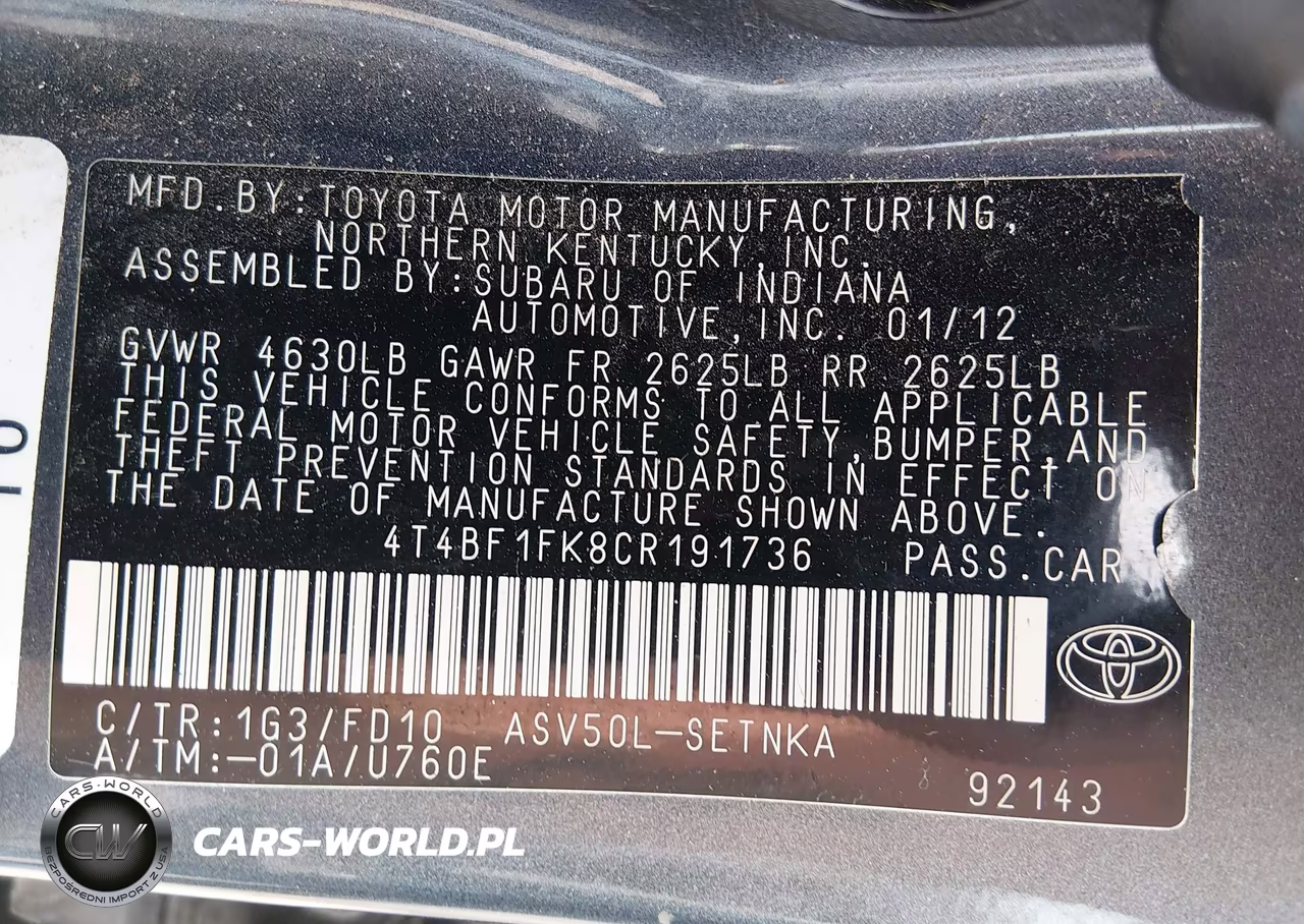 2012 Toyota Camry L-Le-Se-Se Limited Edition-Xle VIN:4T4BF1FK8CR191736 - 9