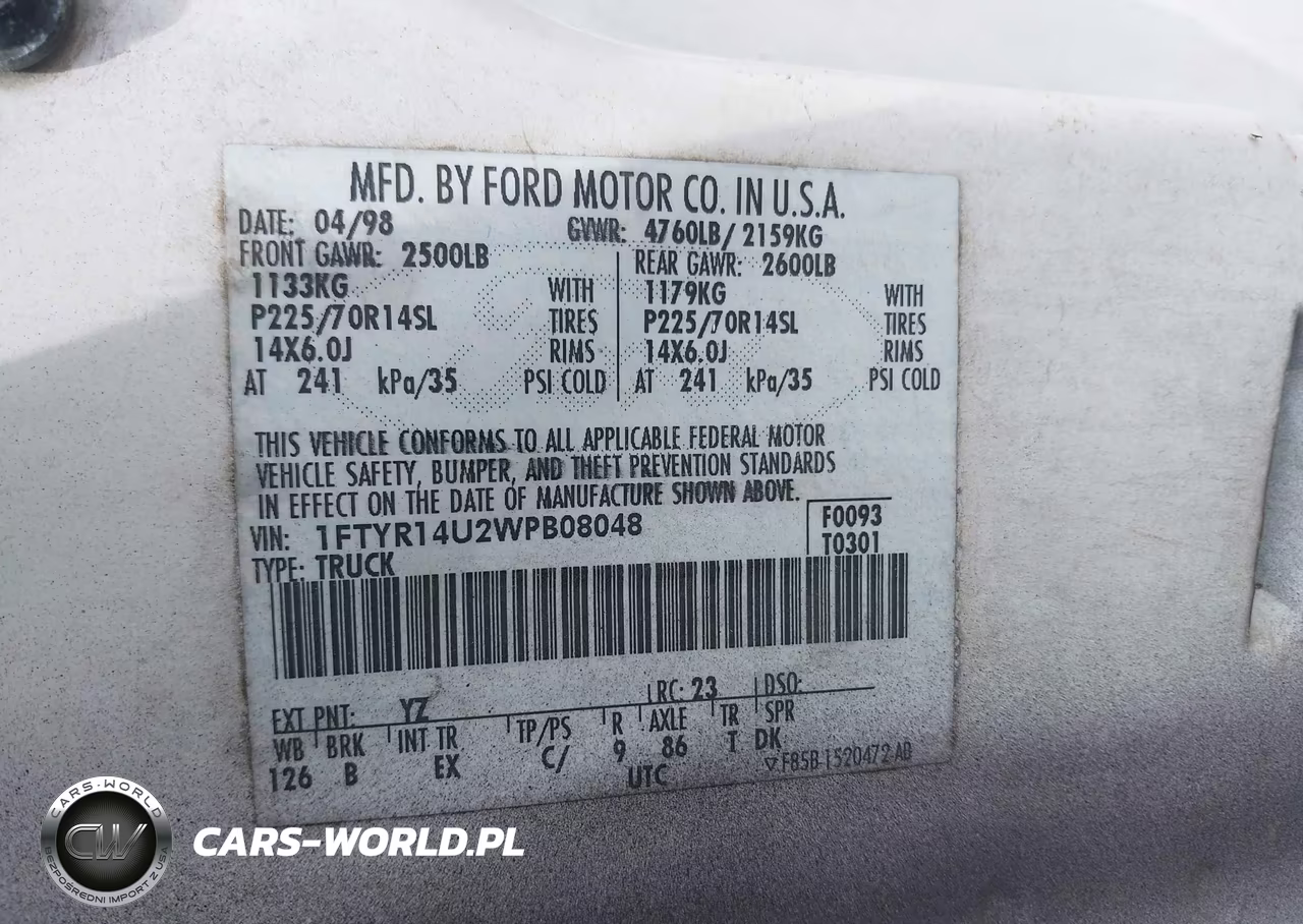 1998 Ford Ranger Splash-Xl-Xlt VIN:1FTYR14U2WPB08048 - 9